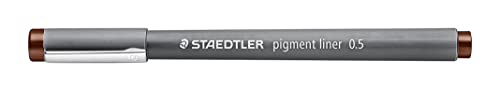 STAEDTLER 308 05-76 VE Rotuladores Fineliner Pigment Liner. 10 marcadores permanentes de color marrón y 0,5 mm de ancho.