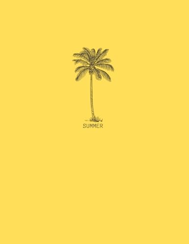 Yellow Summer Palm Notebook: College Ruled Lined Journal | Yellow Pastel Summer Vibes for Kids Teenagers Students Adults