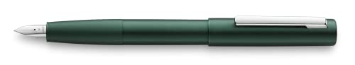 Lamy aion 077 - Pluma estilográfica moderna en color verde oscuro de una parte de carcasa de aluminio sin costuras - Superficie cepillada rotativa - Grosor del muelle EF