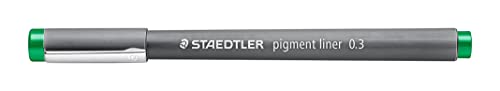Staedtler 308 03-5. Rotuladores Fineliner Pigment Liner. Estuche con 10 marcadores permanentes de color verde y 0,3 mm.