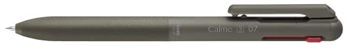 Pentel BXAC37D Calme - Bolígrafo de 3 colores, sonido de clic claro amortiguado, zona de agarre en imitación de piel, recargable, bola de 0,7 mm = grosor del trazo 0,35 mm, negro/rojo/azul, 1 unidad