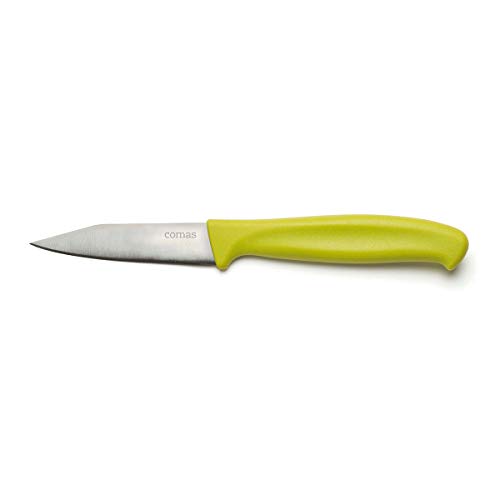 Comas Cuchillo Mondador Puntilla para Pelar con Hoja de Filo de 19,5 cm. Mango Ergonómico Verde para Fácil Sujeción.