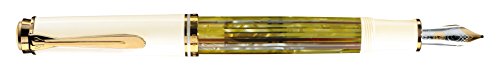 Pelikan 935528 Souverän M 400 - Pluma estilográfica de émbolo (bicolor, oro 14-K/585, carey), color blanco, ancho del plumín: M
