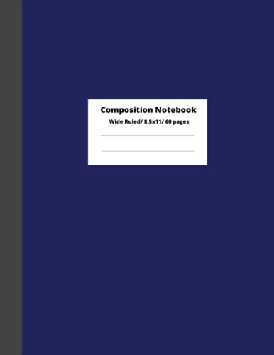 Composition Notebook Wide Ruled 8.5x11 Royal Blue Color