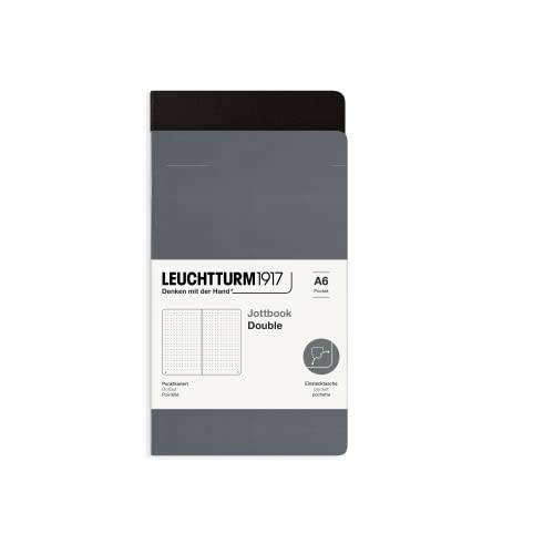 LEUCHTTURM1917 Jottbook 362714 Flexcover Pocket (A6), 2 unidades, diseño de lunares, color antracita y negro