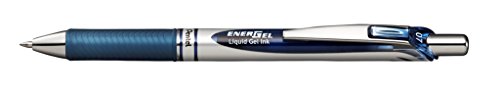 Pentel BL77-CAX - Bolígrafo Energel retráctil con punta de bola, Escritura en color azul oscuro/Azul Negro