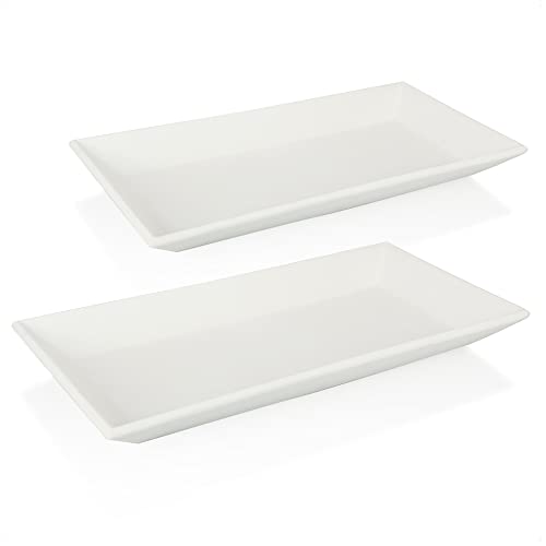 com-four® 2X Bandeja para Servir - Bandejas Decorativas de Madera Pintadas de Blanco - Plato de Madera Vintage como Accesorio Decorativo y Organizador (2 Piezas - Blanco - 40x20cm)