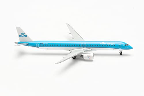 Herpa Modelo de avión KLM Cityhopper Embraer E195-E2 PH-NXA Escala 1:500 - Modelo de avión para Diorama, modelismo, Pieza de coleccionista, decoración, avión sin Soporte de Metal