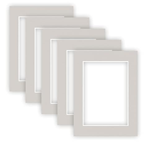 nielsen Conservation paspartú cartón 1,5 mm | Juego de 5 | Formato Exterior 30x40 cm para Formato de Imagen 20,5x29,5 cm (DIN A4) | Gris Guijarro (Gris Claro) | Superficie estructurada | passepartout