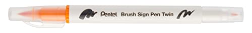 Pentel SESW30C-T113E Brush Sign Pen Twin - Rotulador con dos puntas flexibles, tinta a base de agua, color ocre