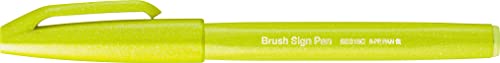Pentel SES15C-K2X Brush Sign Pen - Rotulador de fibra (punta de pincel), color verde lima