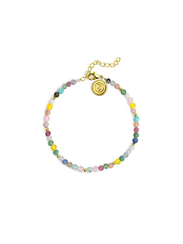 SINGULARU - Pulsera Altea Dots Colors - Pulsera en Latón con Acabado Baño de Oro de 18 Kt.y Piedras de Colores - Joyas para Mujer - Varios Acabados