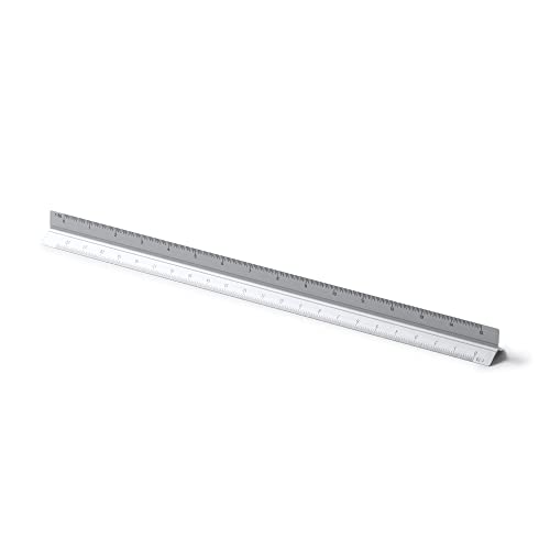 Escalímetro de aluminio con diseño triangular de 30 cm. Escalas 1:20, 1:25, 1:50, 1:75 y 1:100