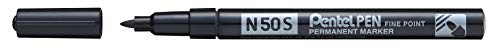 Pentel N50S-A Marcador permanente, carcasa de aluminio, 1,0 mm, negro, 1 unidad