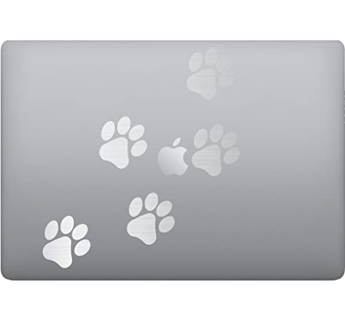 Pegatina Huellas Perro Gato para PC Tablet (4pcs) Laptop Sticker Decalcomania calcomanía Arte Mala -Vinilo color a elegir COD.P0022(plata)