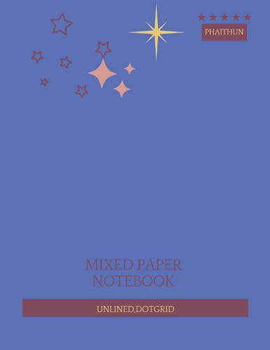Mixed Paper Notebook Unlined, Dotgrid, Royal blue color cover