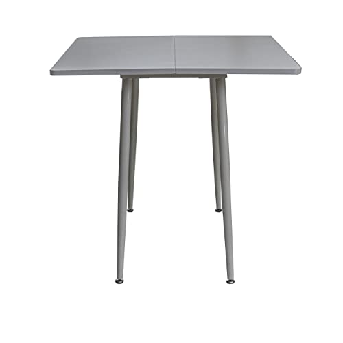 DUPI Mesa Multiusos Plegable, Mesa Auxiliar con Estructura Metal y Tapa Superior de Madera, Color Blanco, 79 * 79