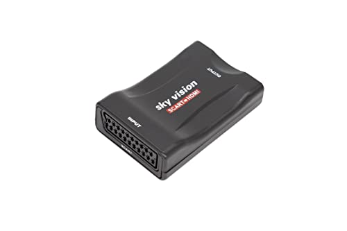 Convertidor SCART a HDMI, convertidor SCART, Sky Vision SCART a HDMI, Compatible con PAL y NTSC, 720P / 1080P escalado para Consolas Antiguas, Reproductores de DVD, grabadora VHS y Receptor de TV