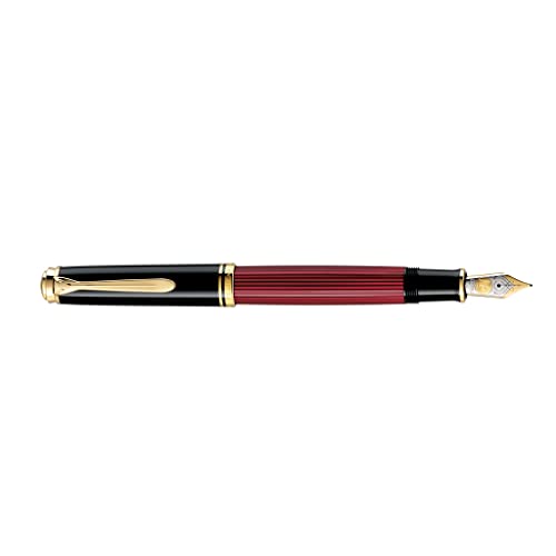 Pelikan Fine-Writing 816533 Pluma estilográfica (punta B, en estuche), color negro y rojo