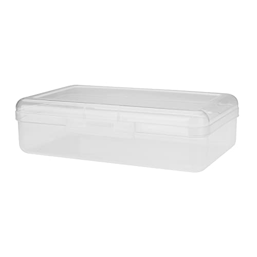 DEDEMCO Caja de lápices multicolor translúcida, de plástico de 8 pulgadas, estuche de almacenamiento de papelería, cajas de lápices para niños y adultos, caja de lápices de colores dura con tapa