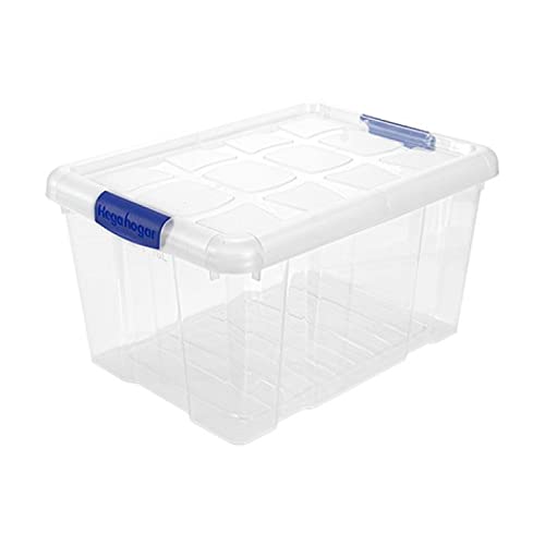 Acan Caja de ordenación de plástico nº1 transparente, con tapa y asas, capacidad 16 litros, 39,6 x 29,6 x 21,5 cm, color aleatorio