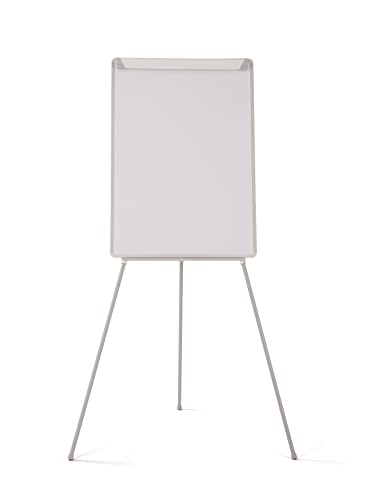 Bi-Office Pizarra Blanca con caballete de trípode basic, pizarra euro 70 x 100 cm, rotafolios con Marco Gris, con bandeja y clip ajustable para bloques