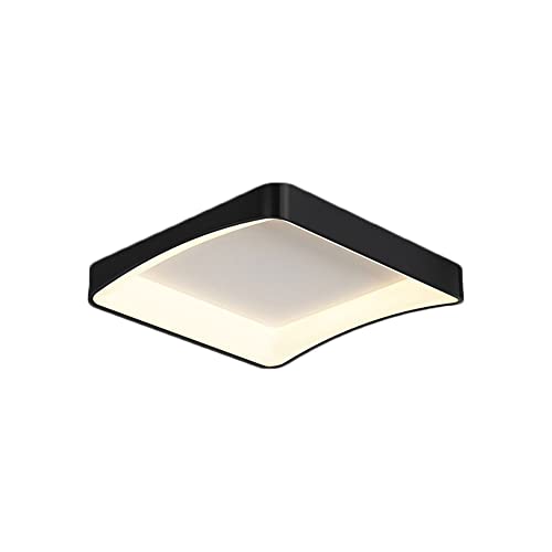 TQMPFCD Plafón Empotrable Cuadrado Sencillo 32w Blanco/Negro Lámpara de techo con temperatura de color ajustable Luz de techo de brillo lateral de acrílico Accesorios de iluminación para decoración de