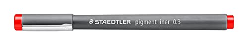 Staedtler 308 03-2. Rotuladores Fineliner Pigment Liner. 10 marcadores permanentes de color rojo y 0,3 mm de ancho.