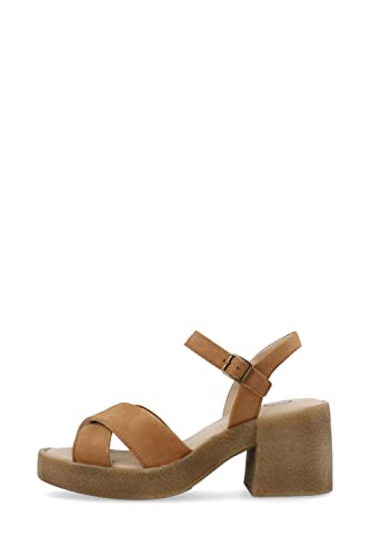 CA'SHOTT A/S Casemily Cross Sandal Nubuck, Sandalia con tacón Mujer, marrón Brandy, 36 EU