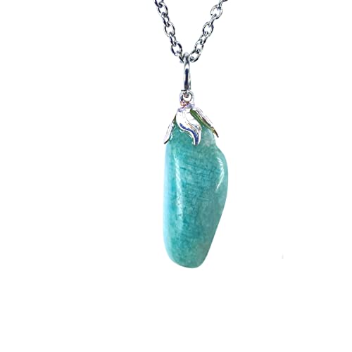 Collar con colgante mineral, cadena con piedras semipreciosas, joyería artesanal (amazonita)