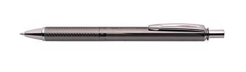 Pentel - Bolígrafo Energel retráctil con punta de bola y cuerpo metálico antracita. Escritura en color negro.