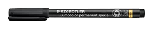 STAEDTLER Lumocolor, Rotuladores permanentes de punta fina. Pack de 10 marcadores de color negro (319 M-9 VE)