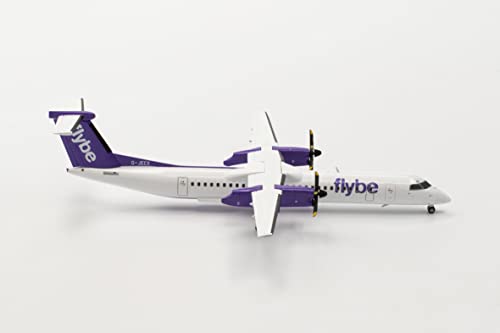 Herpa FlyBe Bombardier Q400, Modelo de avión 2022 Livery – G-JECX Escala 1:200 – Modelo de avión para coleccionistas, decoración en Miniatura, Aviador sin Soporte de Metal