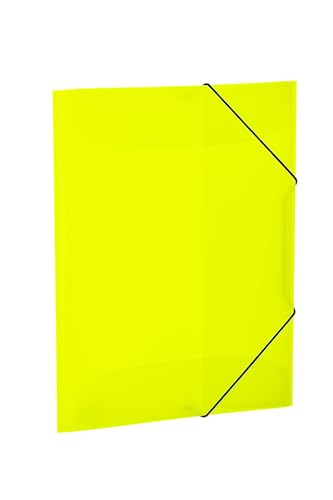 HERMA 19696 - Carpeta A3 translúcida, color amarillo neón, plástico resistente, lavable y resistente, organizador con solapas interiores y banda elástica, carpeta de documentos para niños, niños y