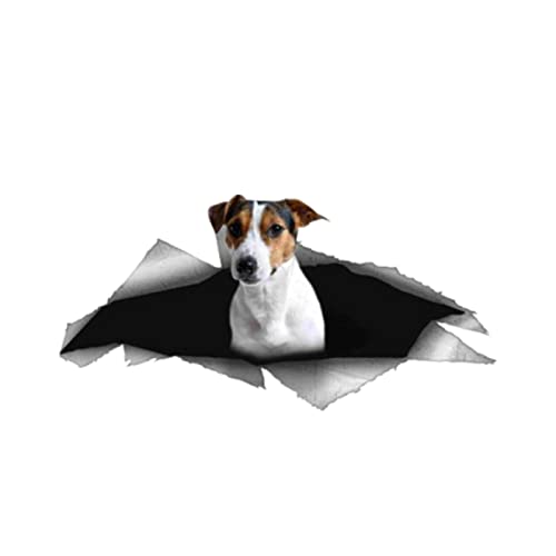 MUEdie 13 cm * 6 cm Metallo Strappato Adesivo Auto Jack Russell Terrier Cane Impermeabile Decalcomania del Computer Portatile Camion Moto Accessori Auto PVC 1 PZ
