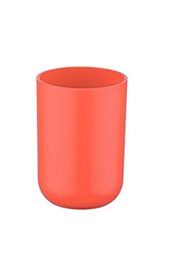 WENKO Vaso de dientes Brasil coral - Soporte para cepillos de dientes, para los cepillos y la pasta de dientes, absolutamente irrompible, Plástico (TPE), 7.3 x 10.3 x 7.3 cm, Rojo coral