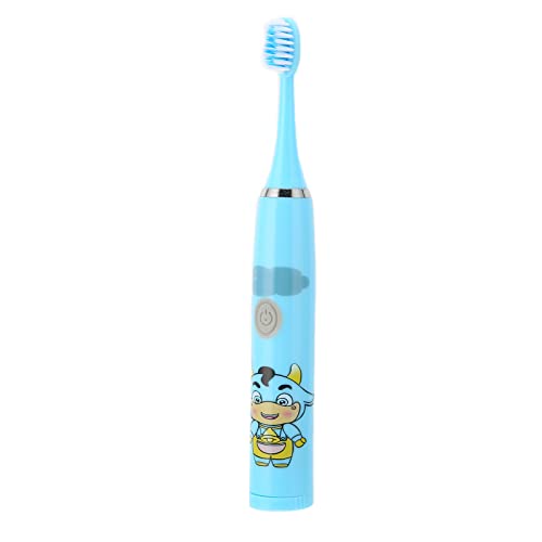 Cepillo de dientes de limpieza eléctrico para niños, dibujos animados de cepillo de dientes de limpieza eléctrica inofensivo para el cuidado bucodental (azul)