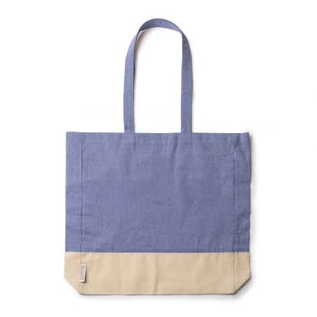 Bolsa Tela Tote Bag Grande – Bolsas de Tela Lisa Mujer – Tote Bag con Asas Largas de 70cm para Pintar – Bolsa Tela para Compra Reutilizable – Bolso Tote Bag de Algodón Reciclado Ecológico – Azul