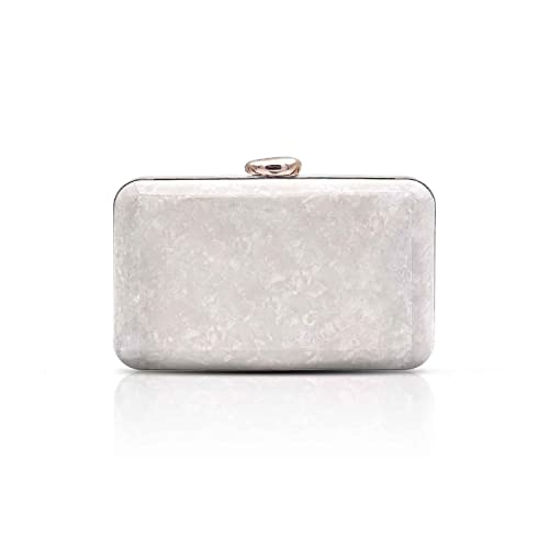 JURLEA Mujer Bolso de Mano Streamer Bolsos de Fiesta de Noche Bolsos de Mano de Vestido de Noche de Diamantes (Perla Blanca)