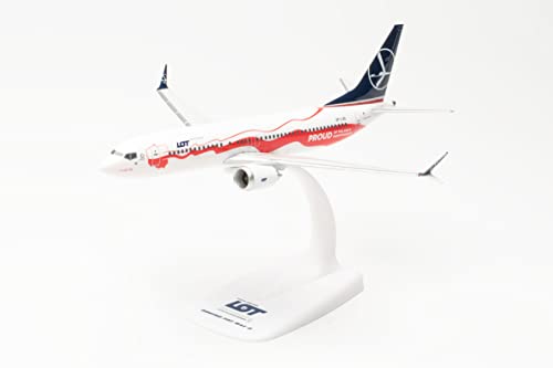 Herpa Modelo de avión Boeing 737 MAX 8 Lot Polish Airlines Proud of Poland‘s Independence Escala 1:200 - Snap-Fit, Modelo de avión, avión con Soporte de plástico