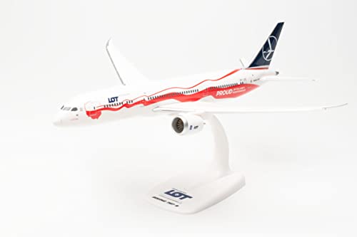 Herpa Modelo de avión Boeing 787-9 Lot Polish Airlines Proud of Poland‘s Independence Escala 1:200 - Snap-Fit, Pieza de coleccionista, avión con Soporte de plástico