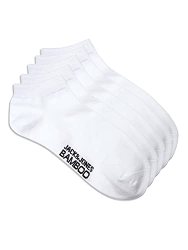 JACK&JONES Bamboo Short Sock 5 Pack Calcetines Cortos DE BAMBÚ JACBASIC Pack DE 5, White/Detail:White-Whtie-White-White, One Size de los Hombres