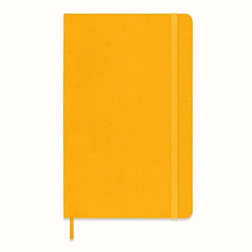 Moleskine Cuaderno Clásico de Papel Liso, Tapa Dura de Seda y Cierre Elástico, Tamaño Grande, Color Amarillo Anaranjado
