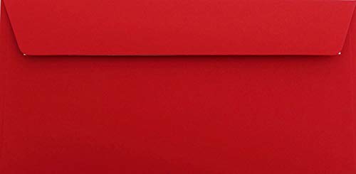50 - Sobres en rosas rojo Co en formato DIN largo, 110 x 220 mm, sobres sin ventana de nassklebung | Papel Teñido Completo | Post, ideal para tarjetas de felicitación y invitaciones