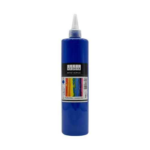 PINTURA ACRÍLICA 500 ml - Pintura altamente pigmentada. Pintura de artista opaca para madera, piedra, lienzo, papel, tela, cuero, metal, colada. pintura para todo uso (azul Prusia)