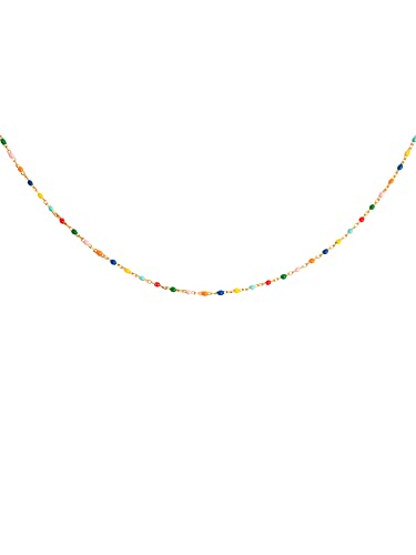 SINGULARU - Collar Dots Colors Enamel - Cadena con Bolitas de Colores - Collar en Plata de Ley 925 con Acabado Baño de Oro de 18 Kt - Largo 35cm + 5cm de Alargador - Varios Acabados