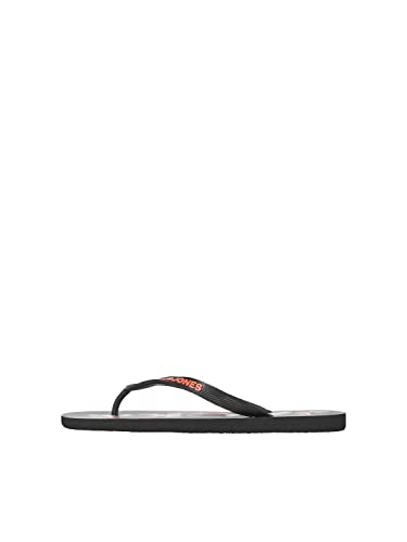 JACK & JONES Chanclas para hombre JFWLOGO Palm Print Flip Flop, color antracita, talla 42/43 EU, antracita, 42/43 EU