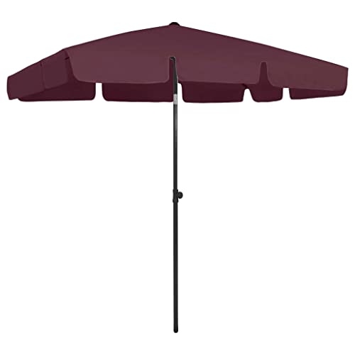 vidaXL Sombrilla de Playa Parasol Exterior Patio Terraza Marquesina Refugio Solar contra Rayos Ultravioleta Piscina Toldo Rojo Burdeos 200x125 cm