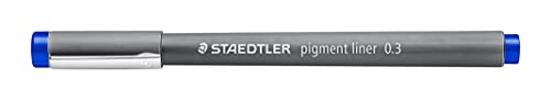 Staedtler 308 03-3. Rotuladores Fineliner Pigment Liner. Estuche con 10 marcadores permanentes de color azul y 0,3 mm.