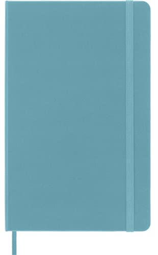 Moleskine - Cuaderno Clásico con Hojas Lisas, Tapa Dura y Cierre Elástico, Color Azul Arrecife, Tamaño Grande 13 x 21 cm, 240 Hojas